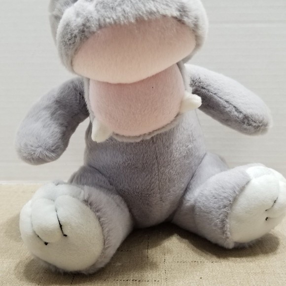 Fiesta Hippo Plush Gray Stuffed Animal Small Toy Open Mouth Seated Bean Bag - Picture 2 of 10